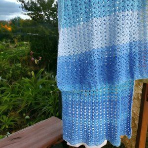 Sparkling Blue Waves Shawl or Wrap